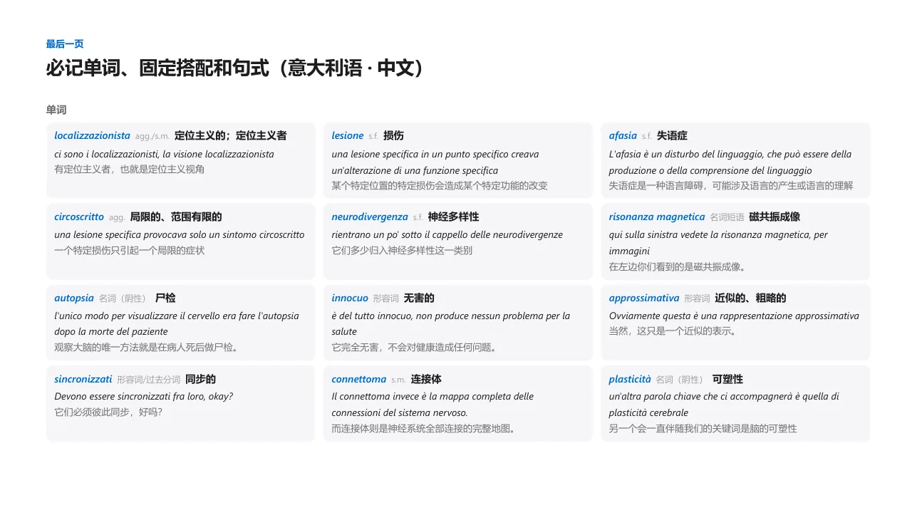 Vocabulary, collocations, and academic expressions (Chinese sample)